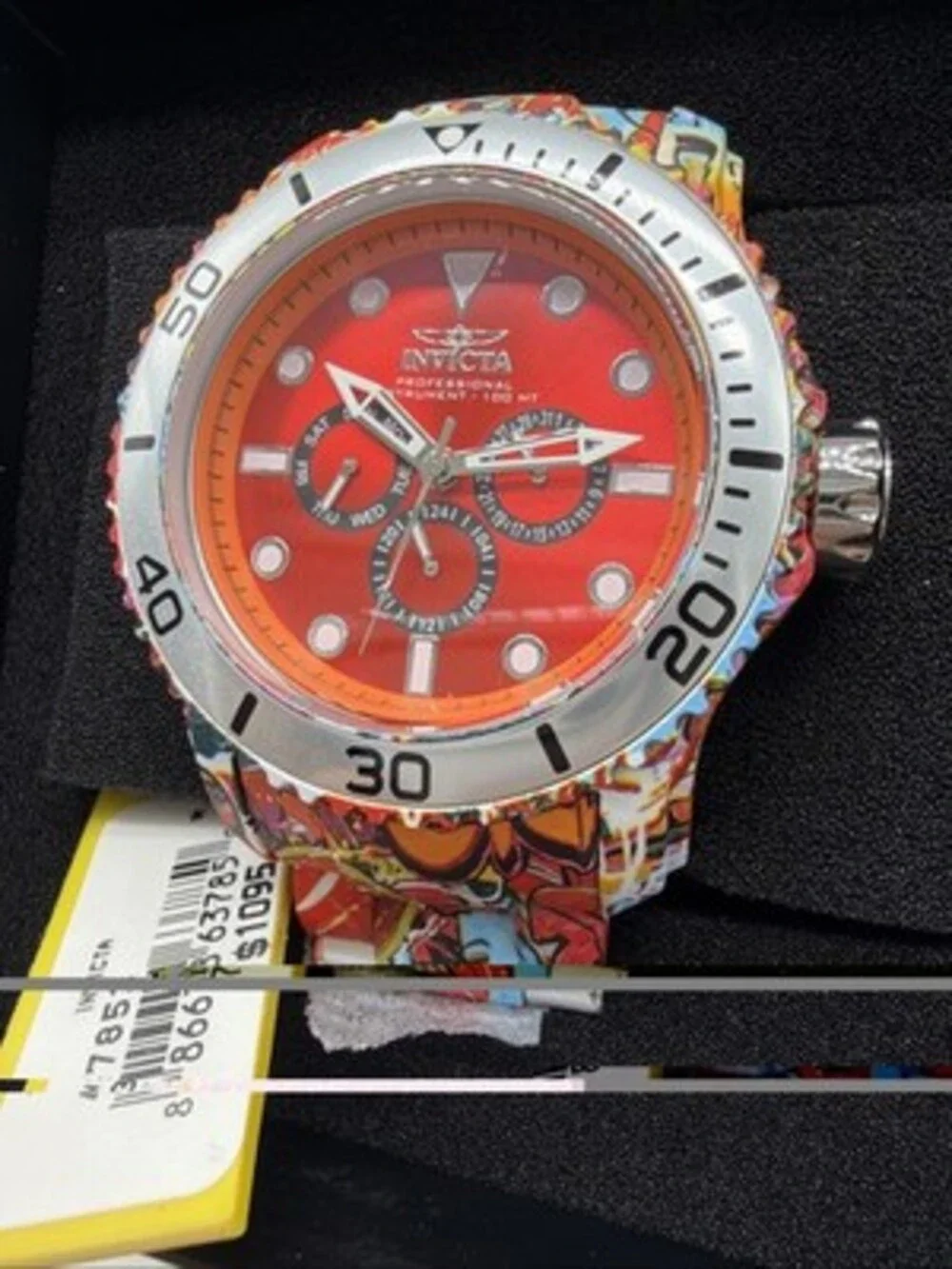 Invicta Pro Diver Aqua Plated Graffiti Men's 48mm Red Dial Quartz Watch 47853